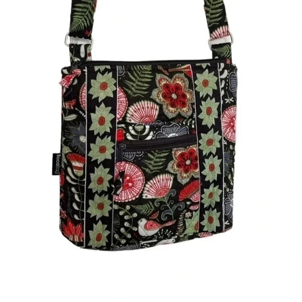 New‎ BocaBag Green/Red/White/Black Botanical Design